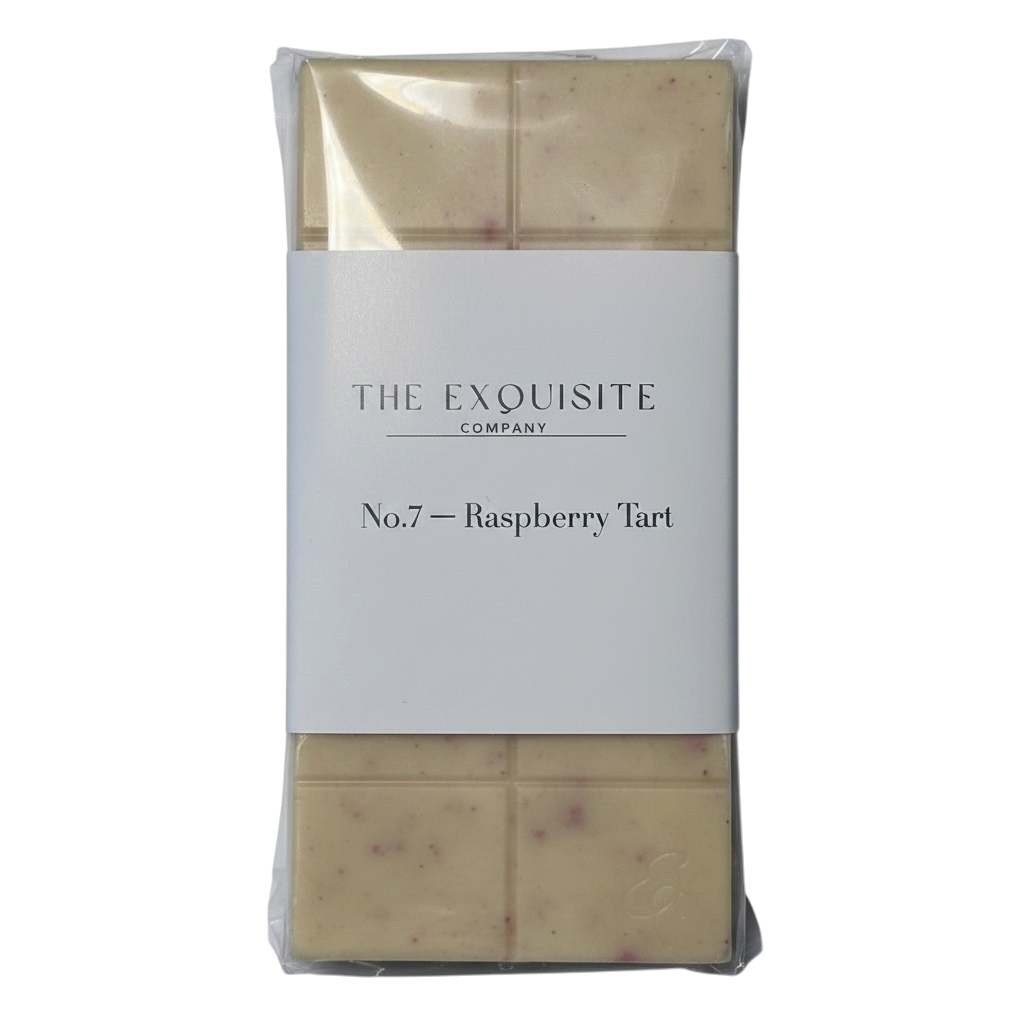 No.7 Raspberry Tart. Bright Raspberry ganache and biscuit crust, fruity white chocolate