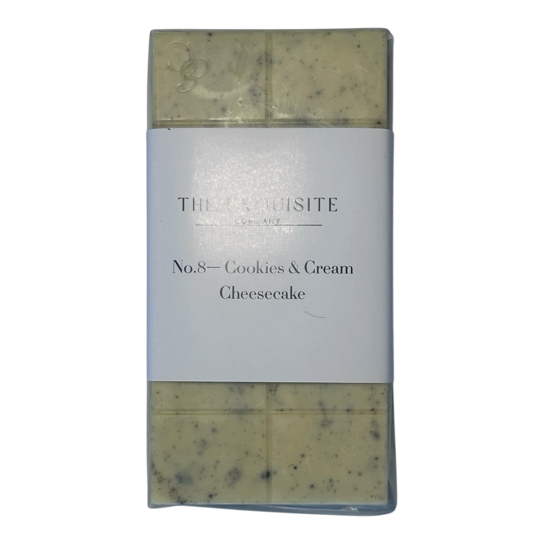 No.8 Cookies & Cream Cheesecake. Silky Cheesecake creme, crunchy oreo crust, cookies & cream chocolate