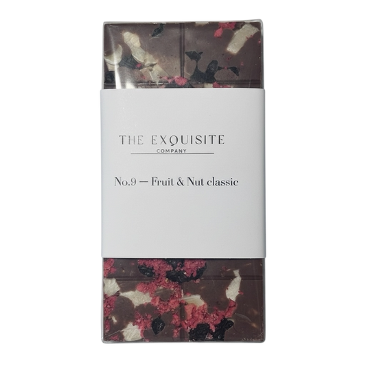 No.9 Fruit & Nut Classic.            Creamy milk chocolate filled with dried fruits and nuts