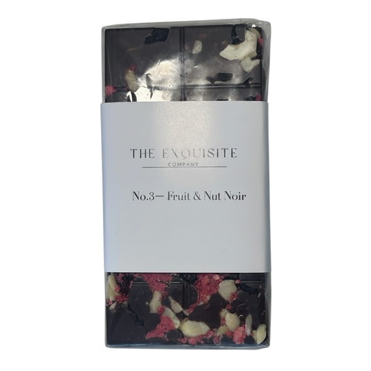 No.3 Fruit & Nut Noir.                            Rich dark chocolate filled with dried fruits and nuts